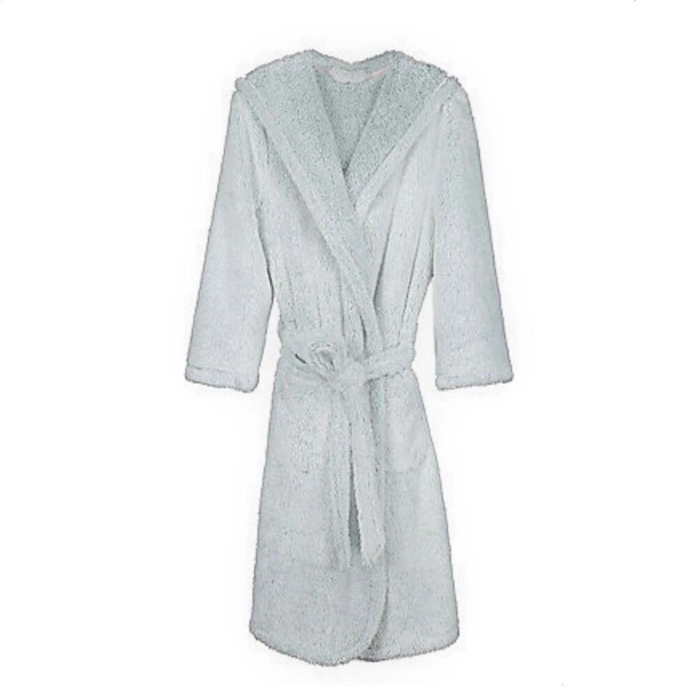 NWT Wild Sage Women's Lightweight Frosted Sherpa Robe Plush Hooded Spa